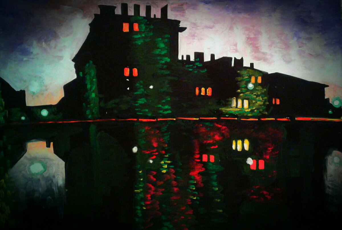 Работа автора. Фонтанка 145. Гуашь, бумага, 2018 год.