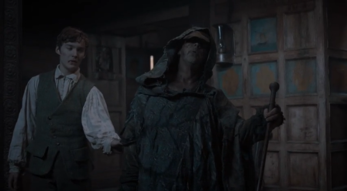 Джип и Слепой Пью в трактире Адмирал Бенбоу. Экранизация 2012 года.