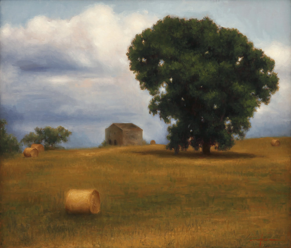 Старый амбар. Масло,  льняной холст на деревянной панели