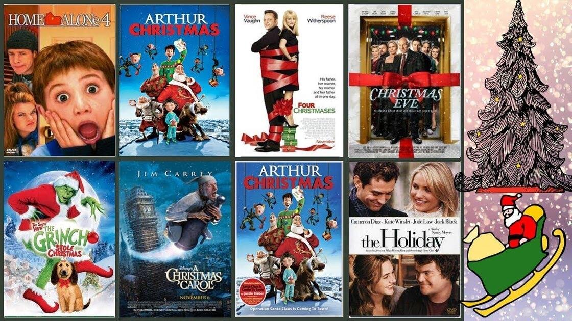 Фото коллаж из Рождественских фильмов разных лет. Фото из Интернета.