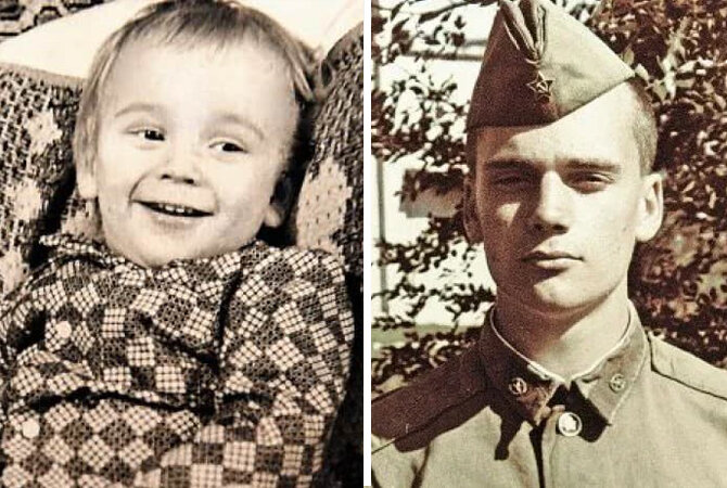 Дмитрий Миллер. Слева в детстве. Справа - служба в армии