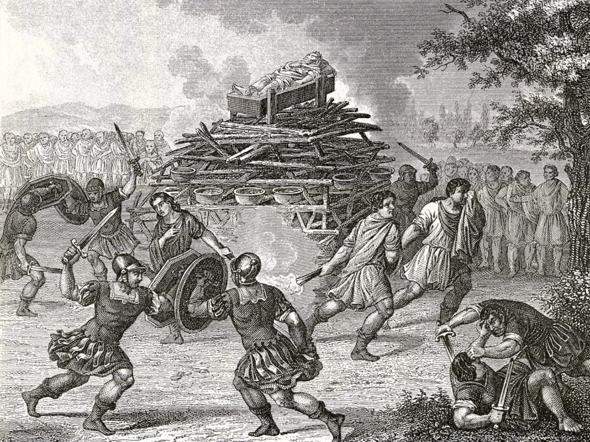 Мунерами были гладиаторские состязания, которые начинались как услуга или подарок, оказанный мертвым на похоронных играх