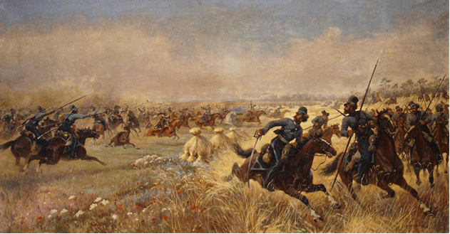                     Дело казаков Платова под Миром. Художник В.В. Мазуровский.