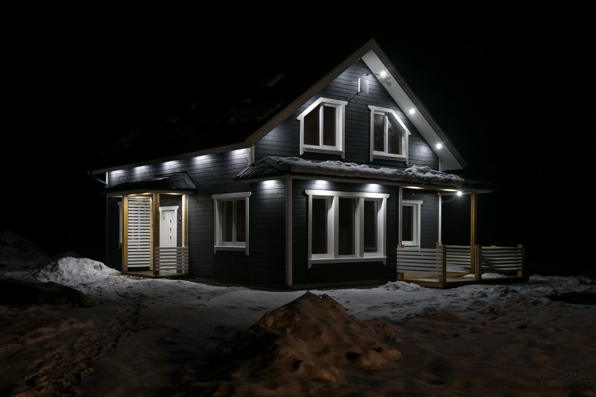 Подсветка фасадов деревянных домов
