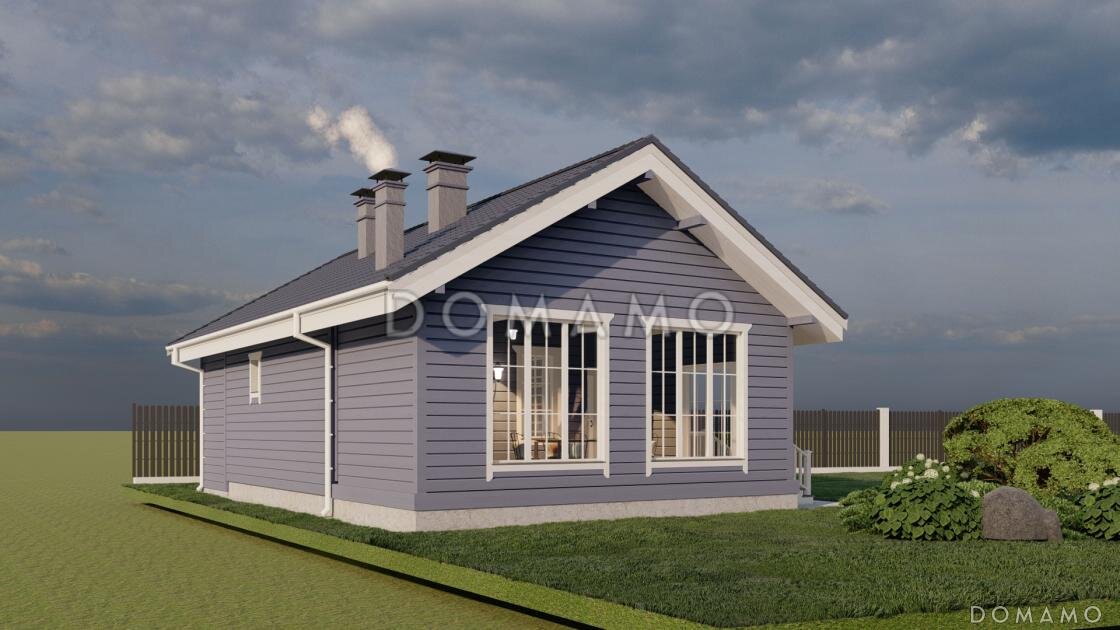 Вид со стороны веранды с большими окнами