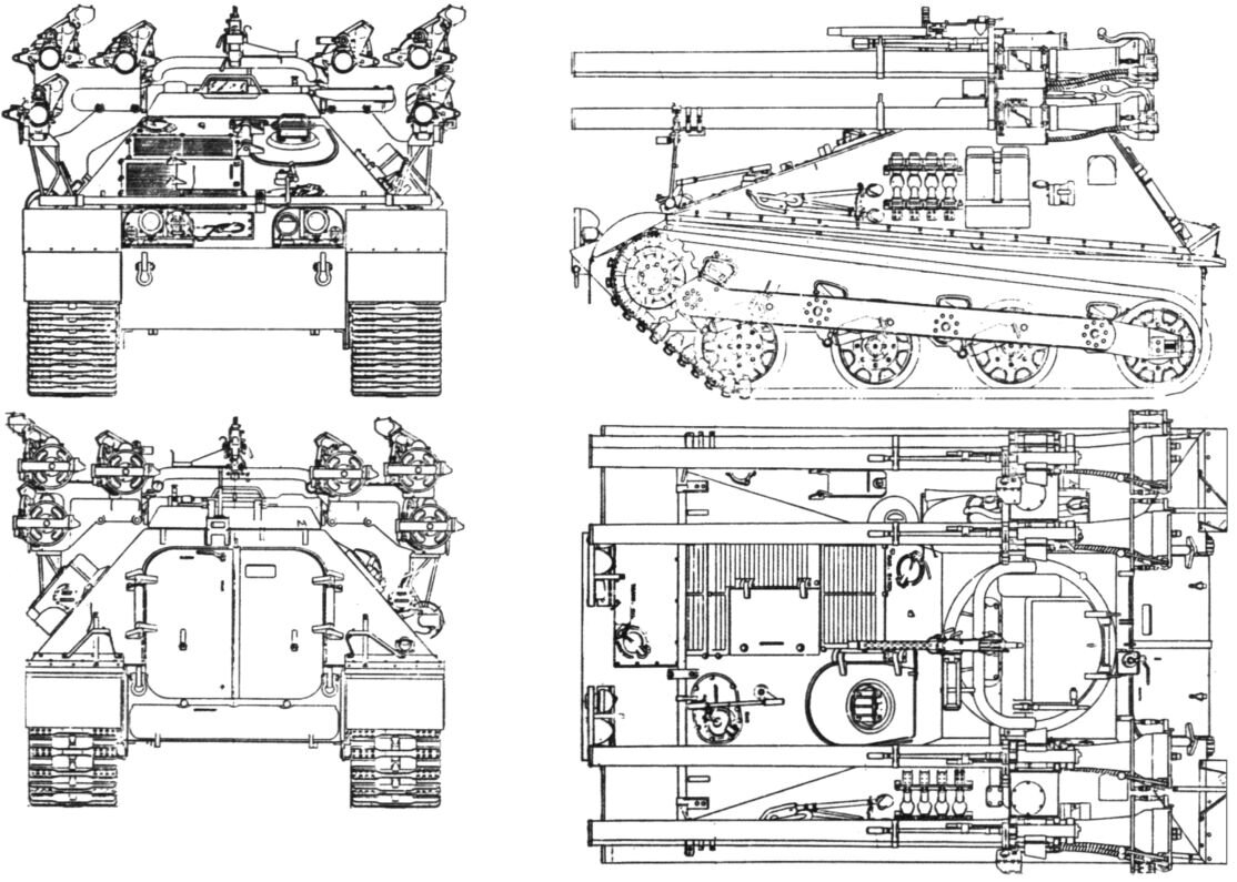 Проекции САУ М50 "Онтос".