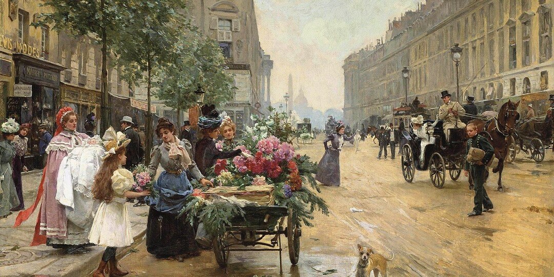 Изображения повседневной жизни в Париже в период La Belle Époque французского художника Мари Луи де Шриве.