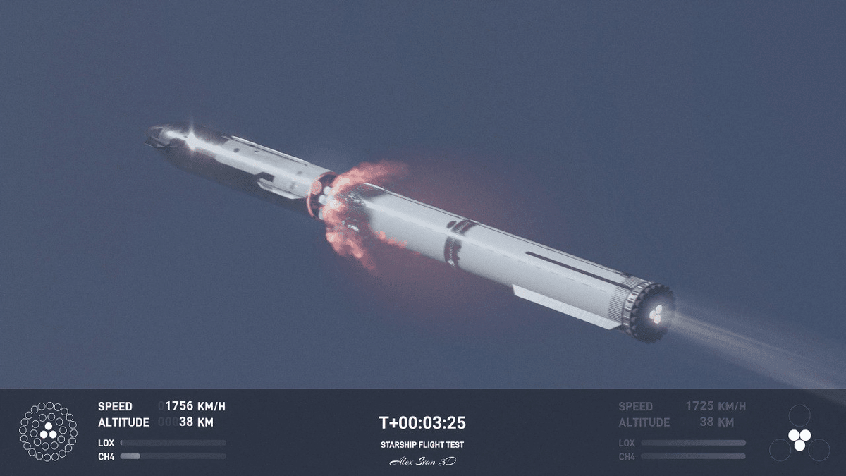    Рендер разделения ступеней Starship / © Alex Svan