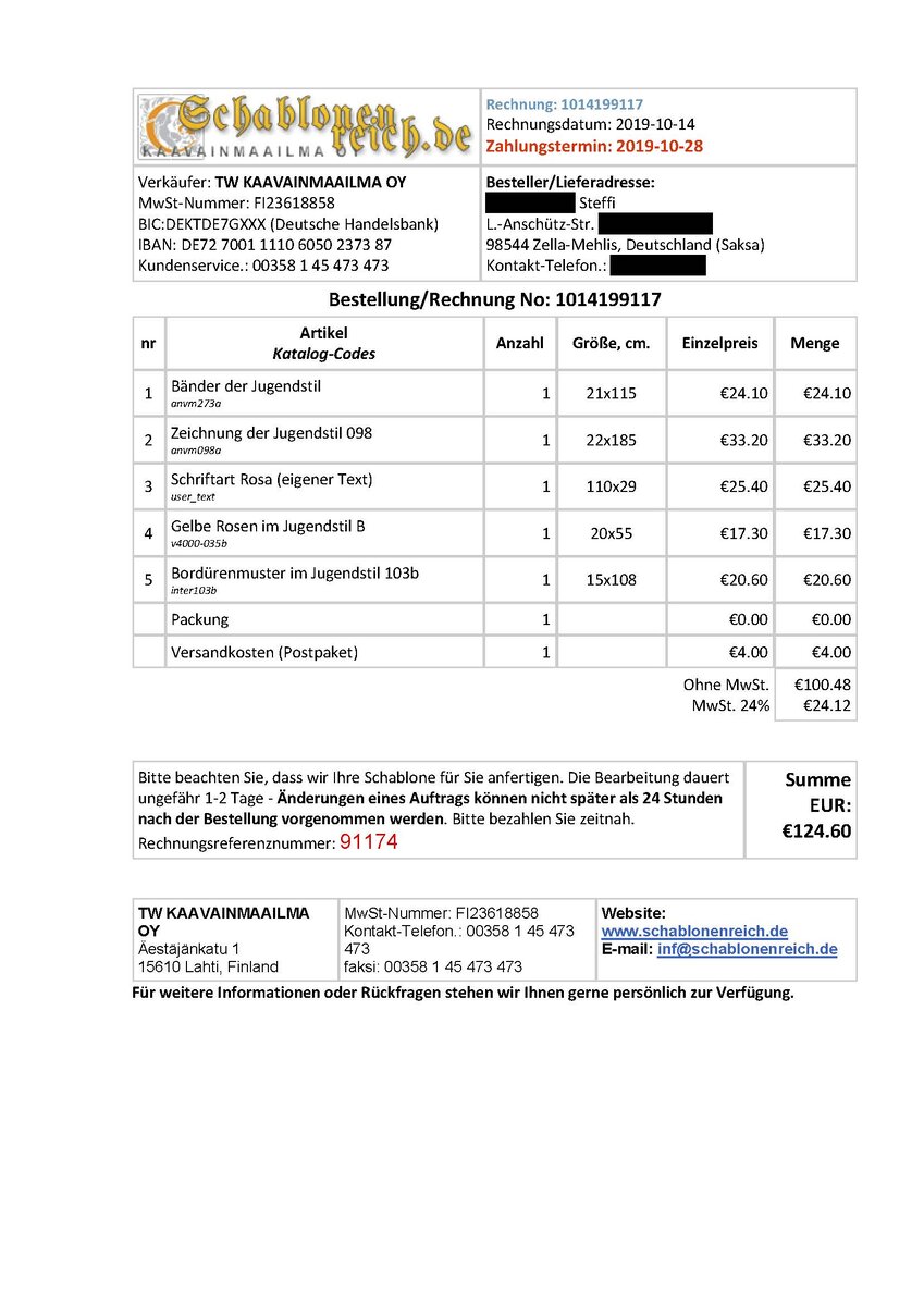 В шапке справа - дата заказа и красным - когда надо оплатить.