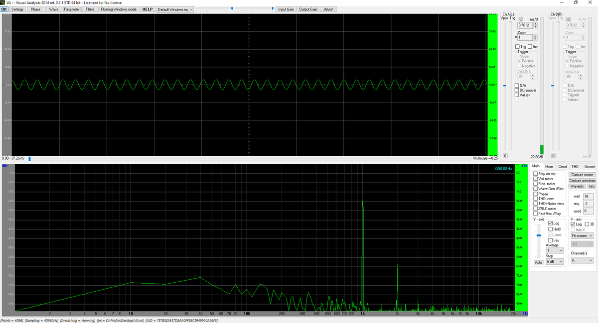 Так выглядит синус с частотой 1 кГц