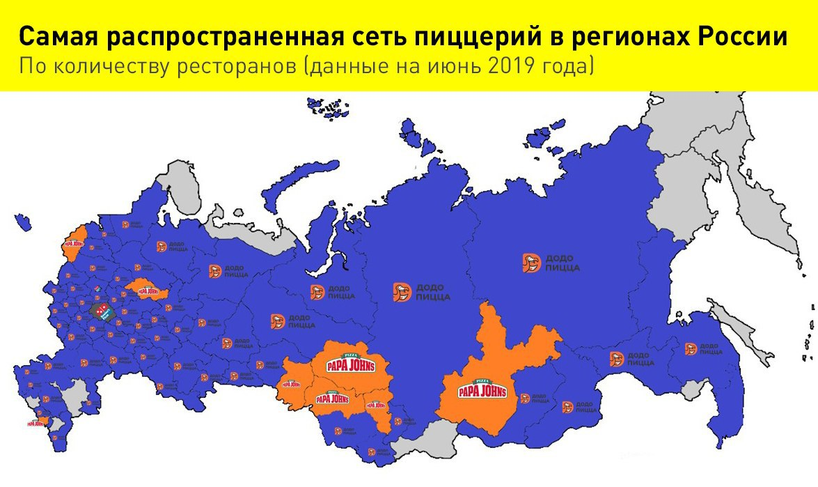 Самая распространенная сеть пиццерий в регионах России