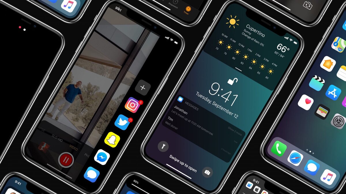 Концепт iOS 13 в представлении дизайнера