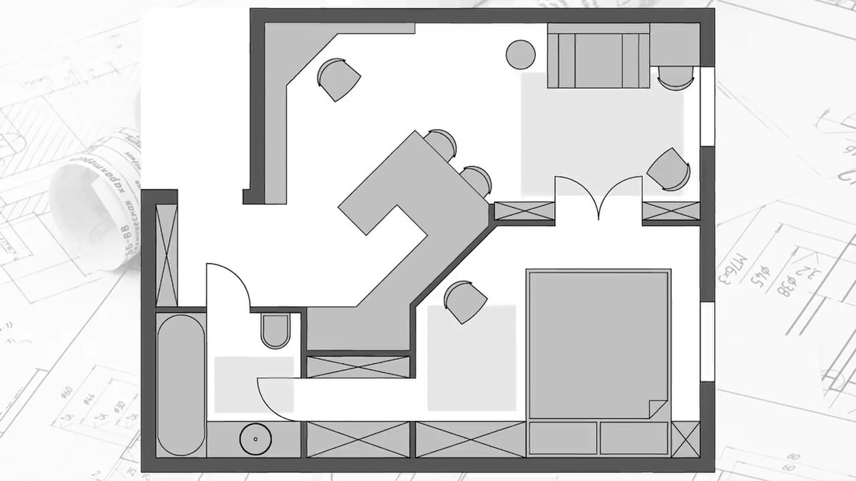 Однокомнатная квартира с круговой планировкой