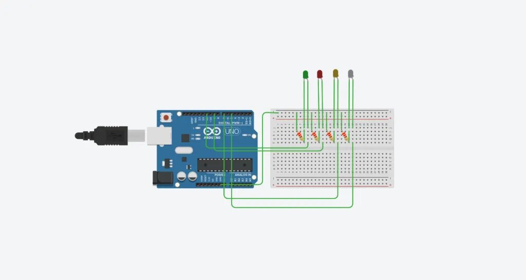  Принципиальная схема подключения ардуино и светодиодов