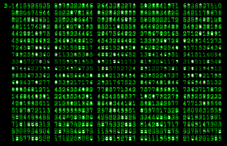 Это не из Матрицы, это 1000 знаков после запятой числа π