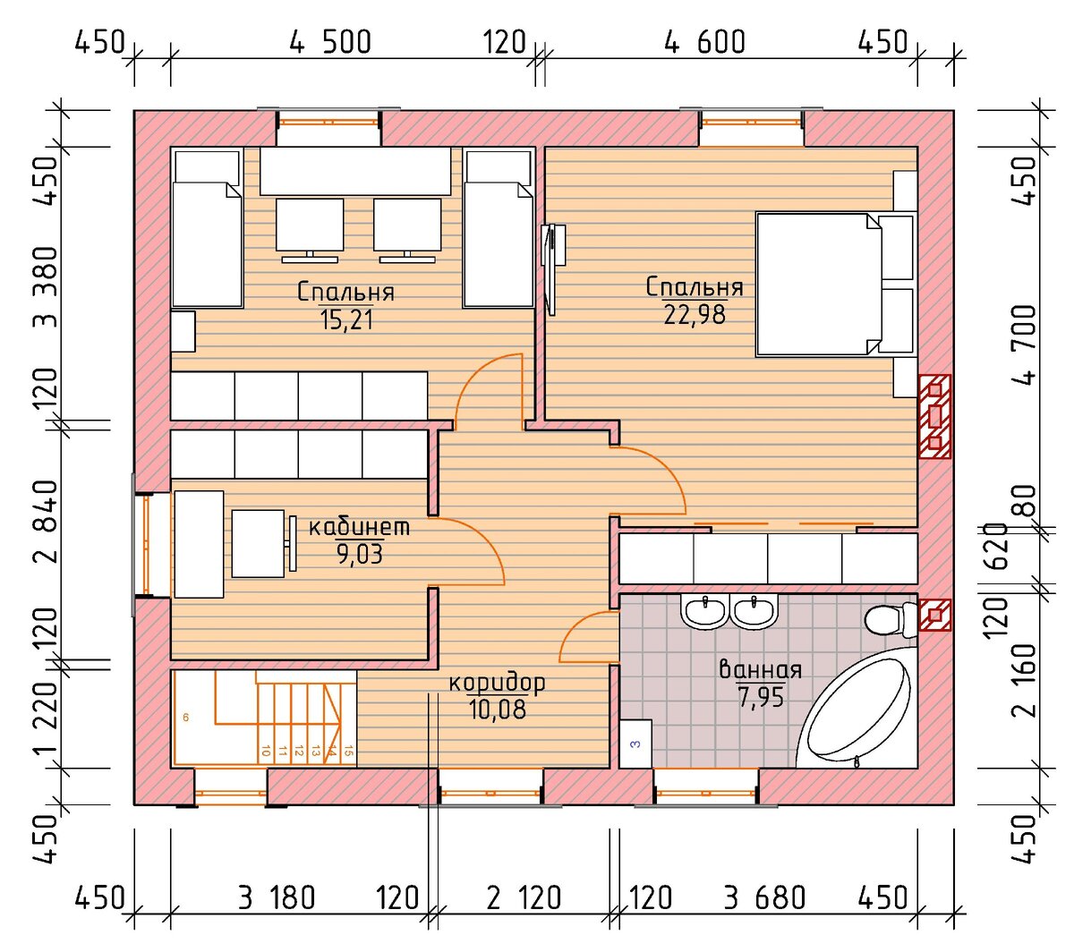 Двухэтажный дом 8,6 х 10 м, из кирпича, общей площадью 130 кв.м. ??
