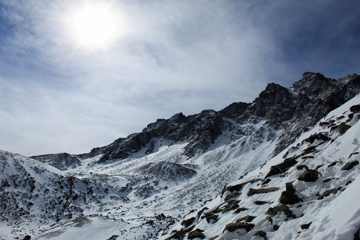 Республика Бурятия. Окинский район. г. Мунку-Сардык. Апрель 2019 года.