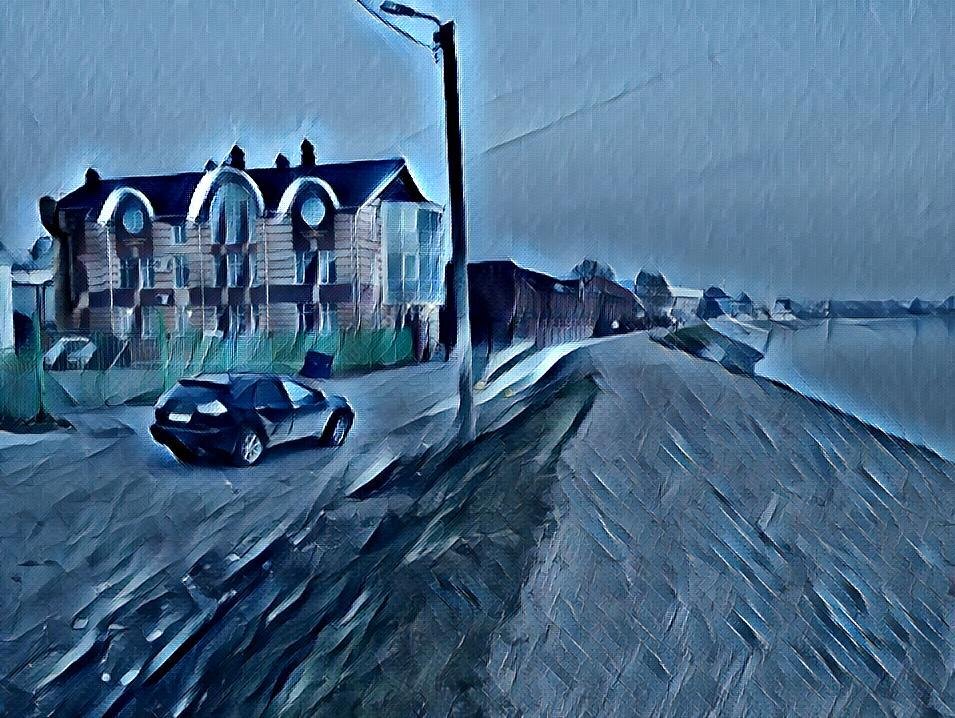 Рисунок по фото набережная Томи