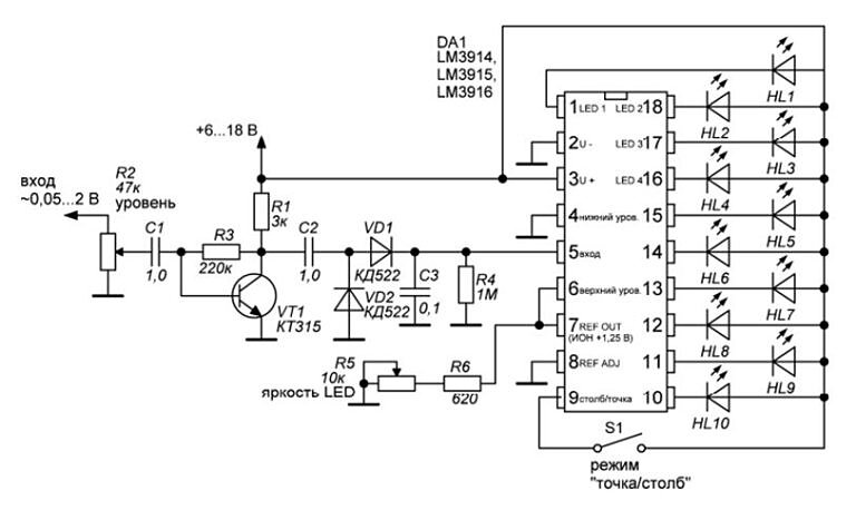 Индикатор напряжения с широким диапазоном контроля | Электрические схемы