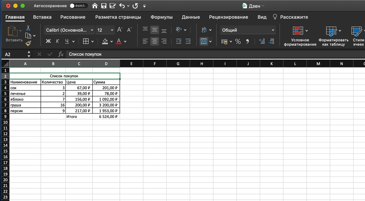 Результат объединения 