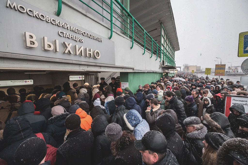 Такая "человеческая пробка" здесь не редкость