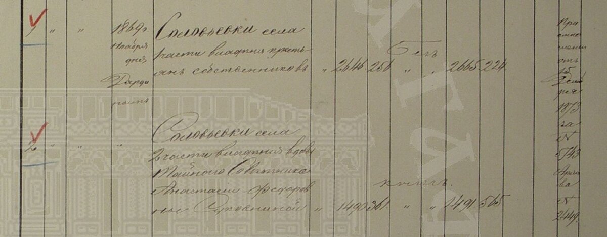 Фрагмент станицы описи Генерального межевания.