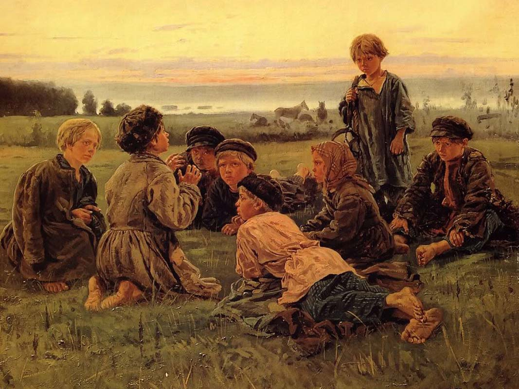 В. Е. Маковский «Крестьянские мальчики стерегут лошадей» (1869)