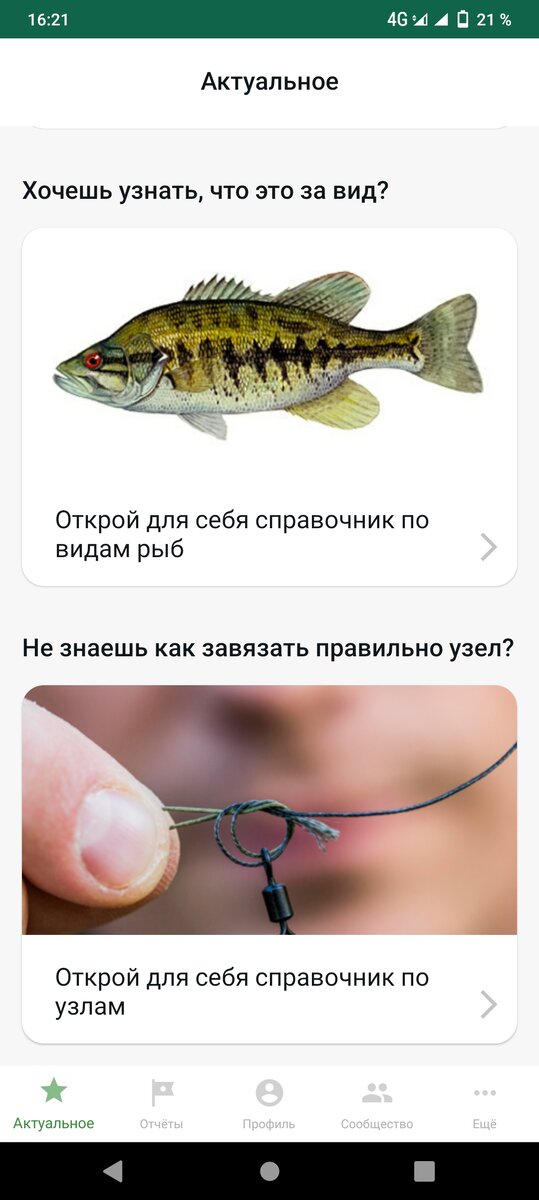 Главное меню приложения.