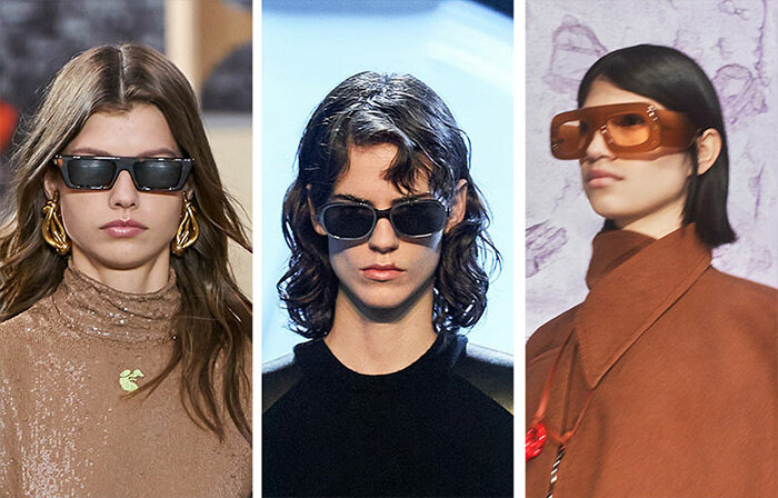 Модные оправы солнечных очков из коллекций Off White, Salvatore Ferragamo и Acne Studio для осенне-зимнего сезона 2021-2022