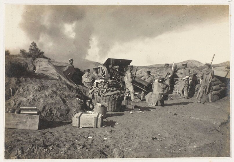 Японская гаубичная батарея, Циндао, октябрь 1914 г.