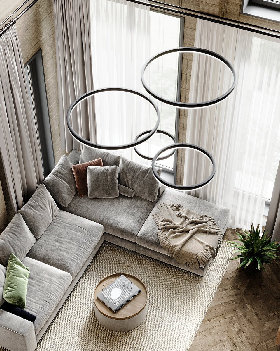 Много света, нежные цвета и дерево - идеально для домов из двойного бруса. Фото: студия дизайна Вероники Козиной