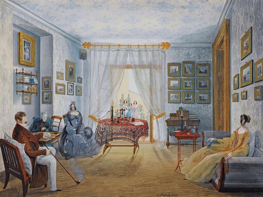 Лев Нарышкин в гостиной особняка в Мисхоре, 1842 