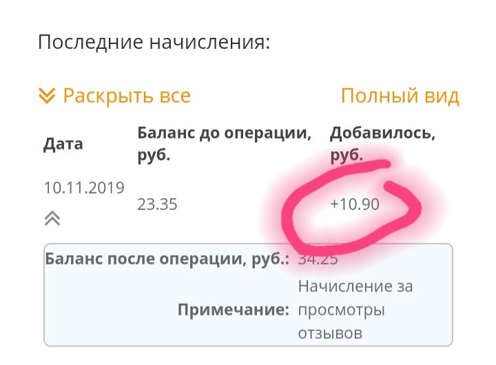 Доход за 10.11.19