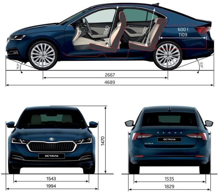 Octavia габаритные размеры. Skoda Octavia 2021 габариты. Skoda Octavia a8 габариты.