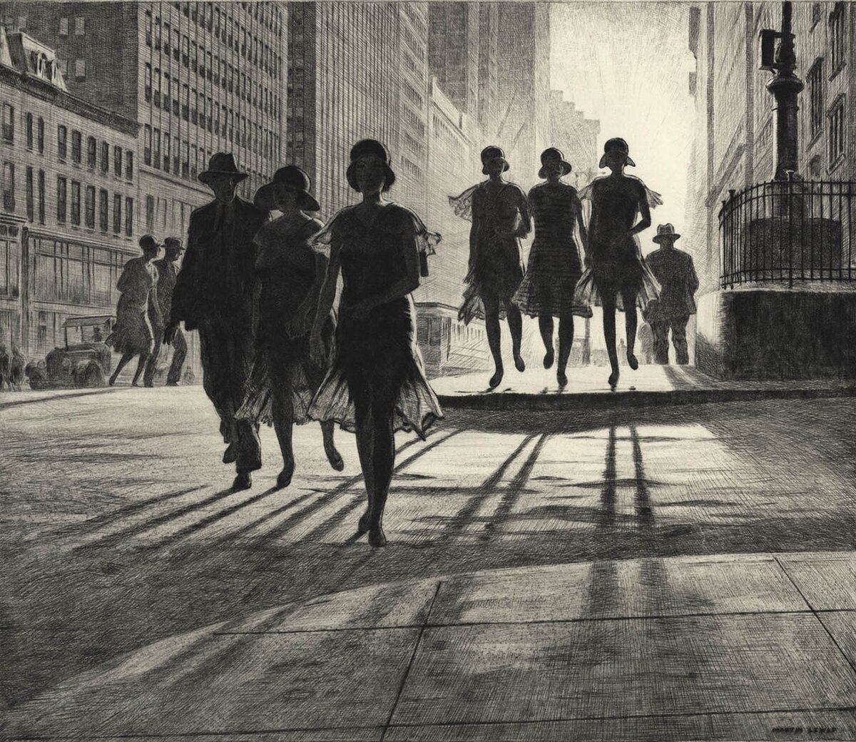 Мартин Льюис “Shadow Dance”, 1930 г., сухая игла, 33 × 38.1 cm