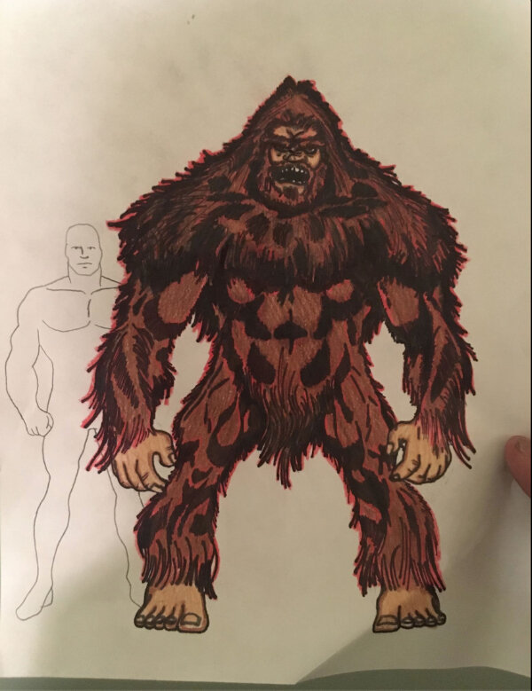 Эскиз снежного человека (Арт: https://1.bp.blogspot.com/-VMRpebBCIVE/XjWspeJoM8I/AAAAAAABbvc/AC_HU614awYOp7YnH_eWvfhGUilYjbwBgCLcBGAsYHQ/s1600/central%2Btexas%2Bbigfoot.jpg)