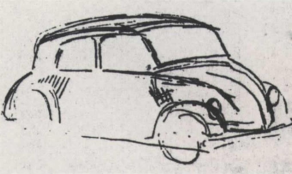 Volkswagen, нарисованный Гитлером, в ресторане Мюнхена. 