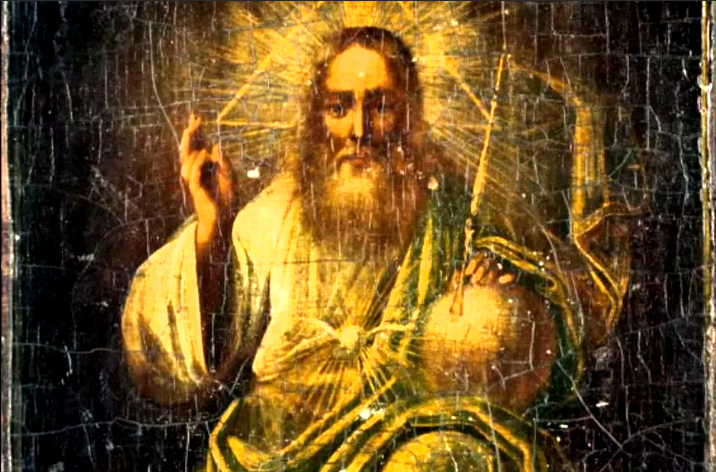 На этой иконе вместо Иисуса Христа изображен земной глобус, что довольно символично.