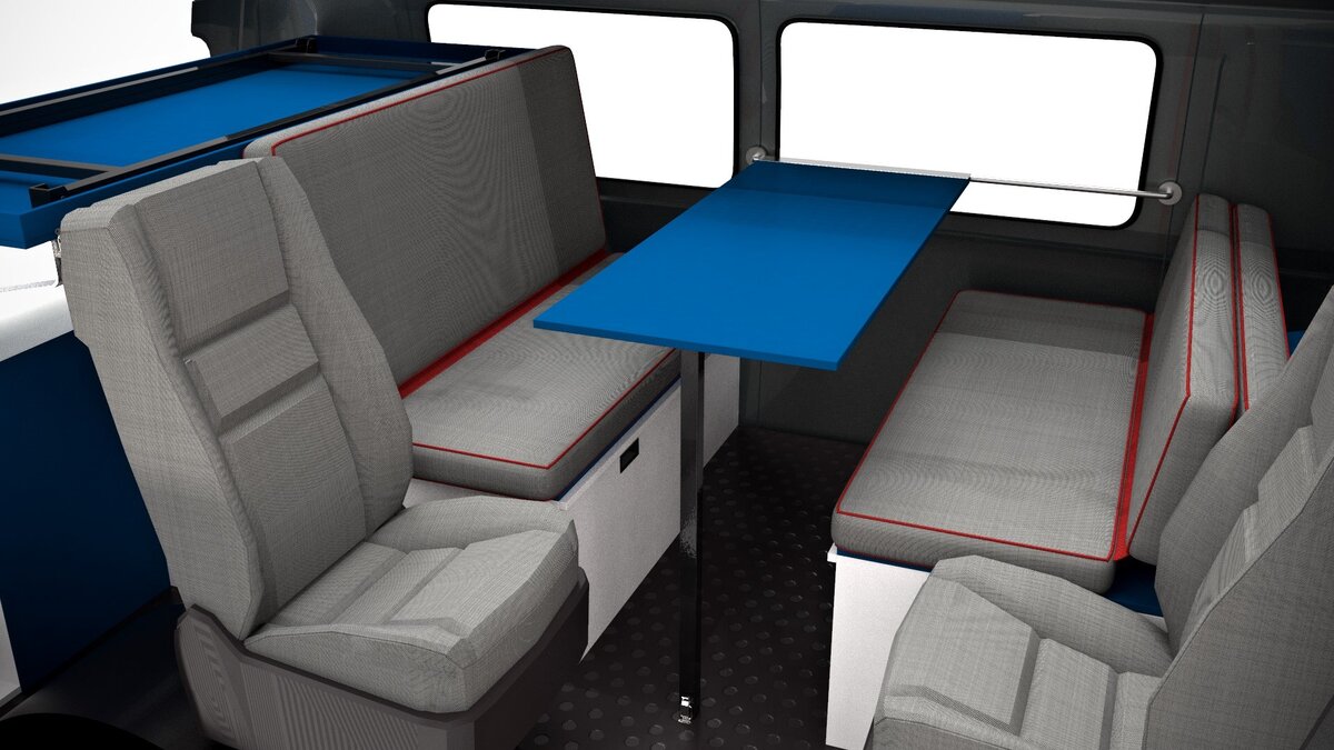 Один из вариантов компоновки кемпера от компании moltomeno.design