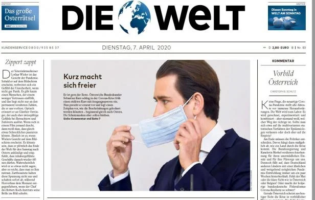 На фото в газете Себастьян Курц премьер-министр Австрии.