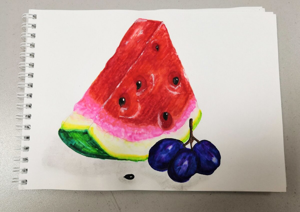 Скетч полученный благодаря всё тем же фломастерам и спрею