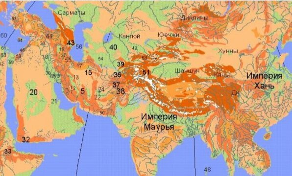 Древнетибетская карта на современной основе