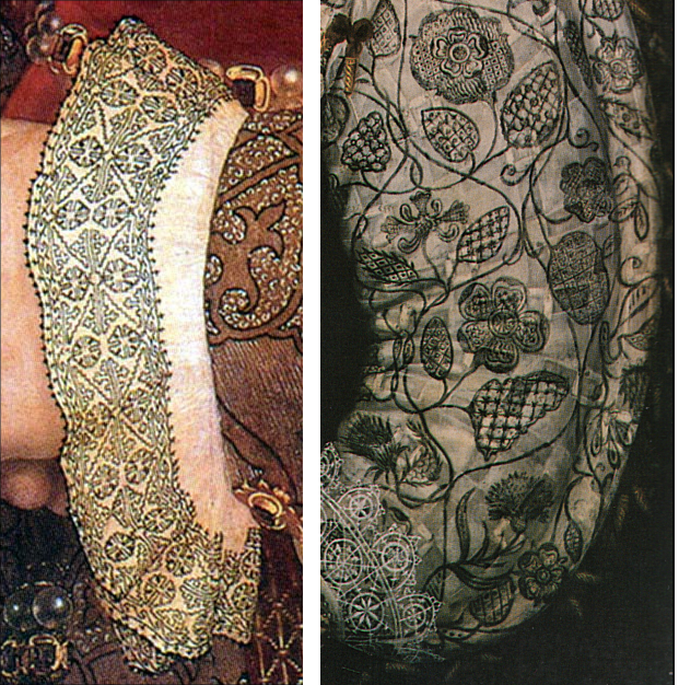 Вот так черным по белому вышивались льняные рубашки в эпохуТюдоров