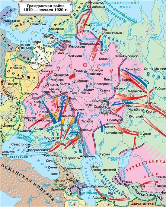 Карта боевых действий. Как раз можно более-менее увидеть, кто, как и куда наступал.