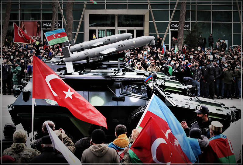 Всего на параде было задействовано около 3000 военных и 150 единиц техники, как со стороны Азербайджана, так и со стороны Турции (изображение взято из открытых источников)