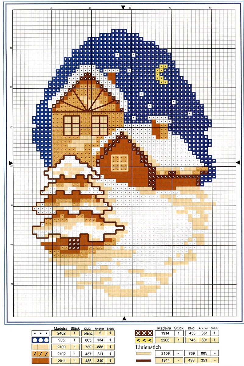 Схема вышивания крестиком дом новогодний