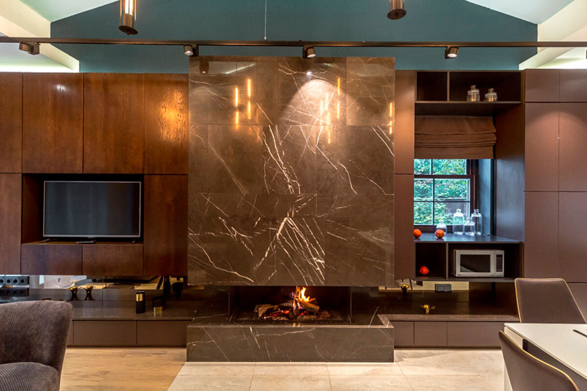 Мрамор Pietra Grey камин