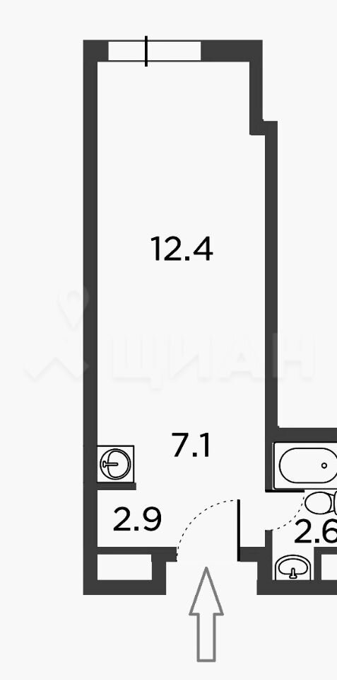 Студия 26 м²