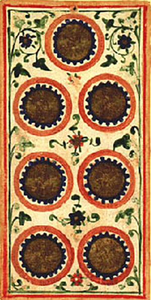 Колода Висконти-Сфорца. Семерка монет