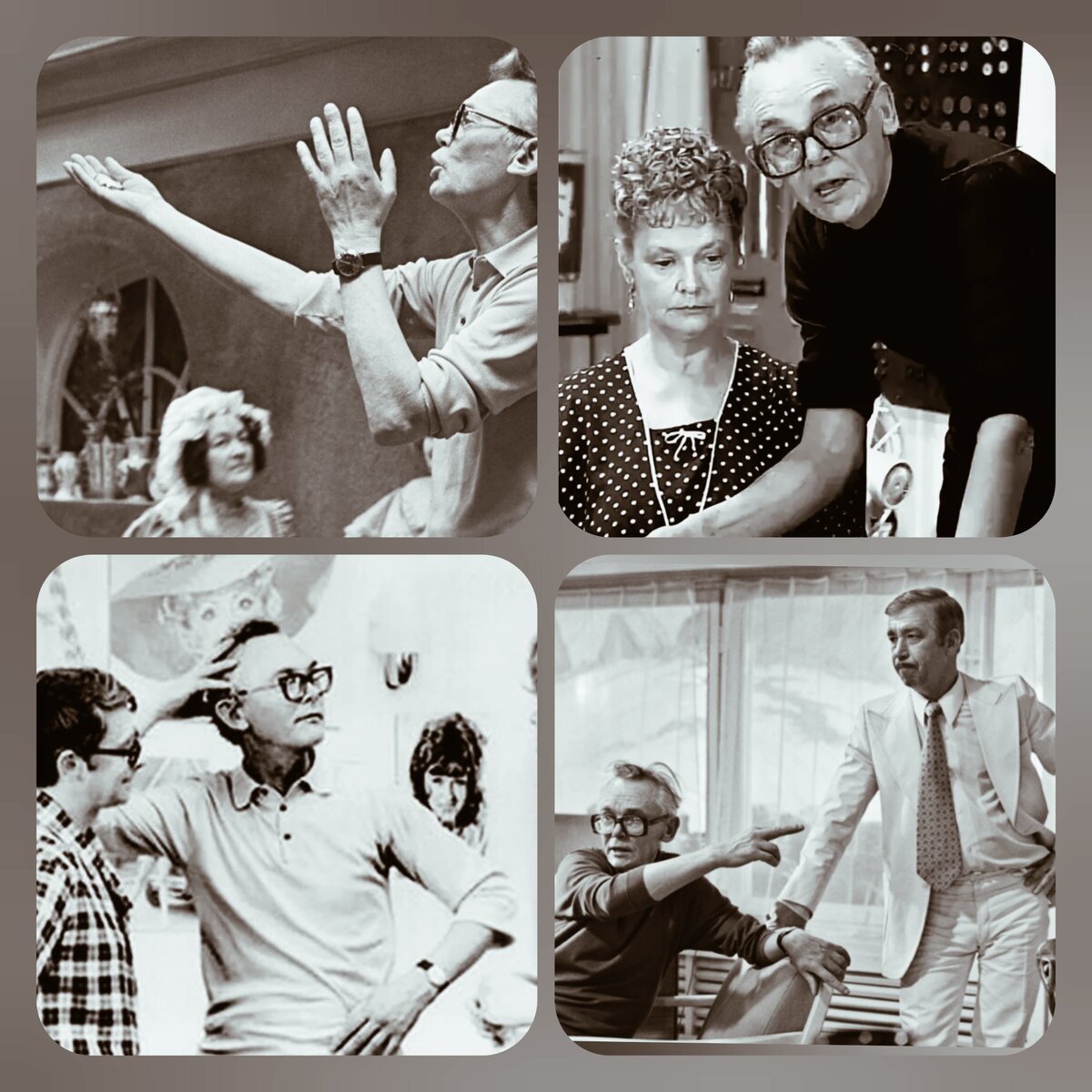 Леонид Гайдай за работой. Всегда вместе со своими героями, всегда знает, как лучше 